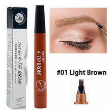 Load image into Gallery viewer, 5 Colors Eyebrow Pen Waterproof 4 Fork Tip Eyebrow Tattoo Pencil Cosmetic Long Lasting Natural Dark Brown Liquid Eye Brow Pencil
