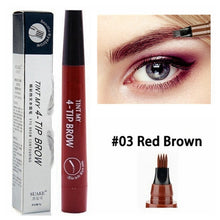 Load image into Gallery viewer, 5 Colors Eyebrow Pen Waterproof 4 Fork Tip Eyebrow Tattoo Pencil Cosmetic Long Lasting Natural Dark Brown Liquid Eye Brow Pencil
