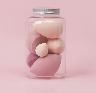 7 PCS/Jar Makeup Foundation Sponges Beauty Egg Wet Dry Dual Use Makeup Concealer Puff Makeup Egg Cosmetic Tool Set with Bottle