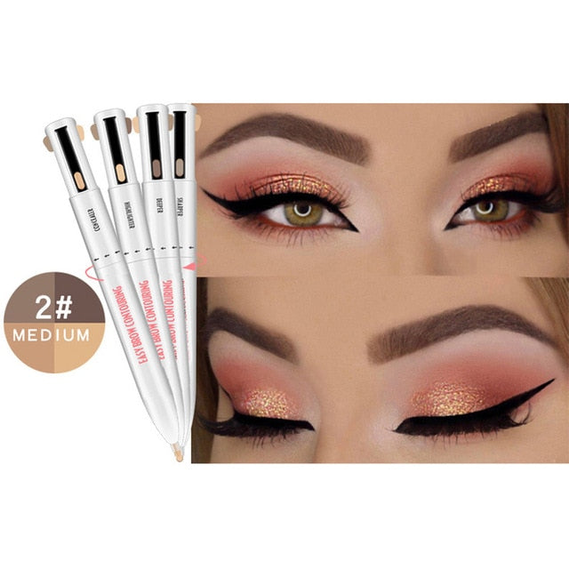 4-in-1 Easy to Wear Natural Long-lasting Eyebrow Contour Pen Waterproof Defining Highlighting Brow MH88