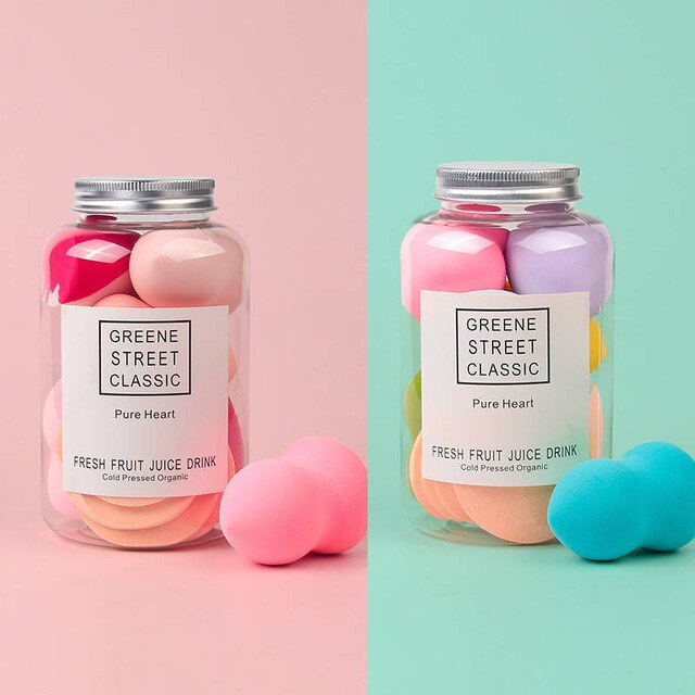 Juego de Puff de maquillaje perfecto 10 Uds. Dulce y hermoso enlatado suave esponja mezclada para mezclar belleza