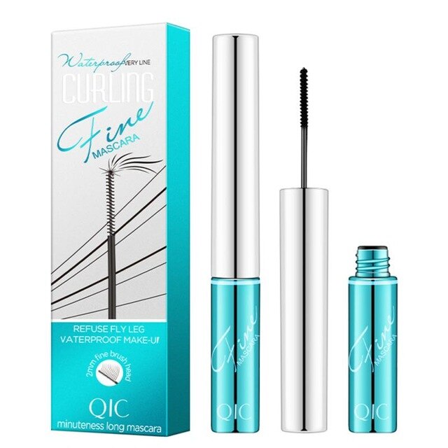 QIC 4D Non-blooming Slender Mascara With Super Fine Brush Smooth Non-irritating Eyelashes Makeup Thick Lenthening Eye Tool